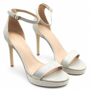 BCBGeneration Womens Nallah Faux Leather Ankle Dress Heels Gray